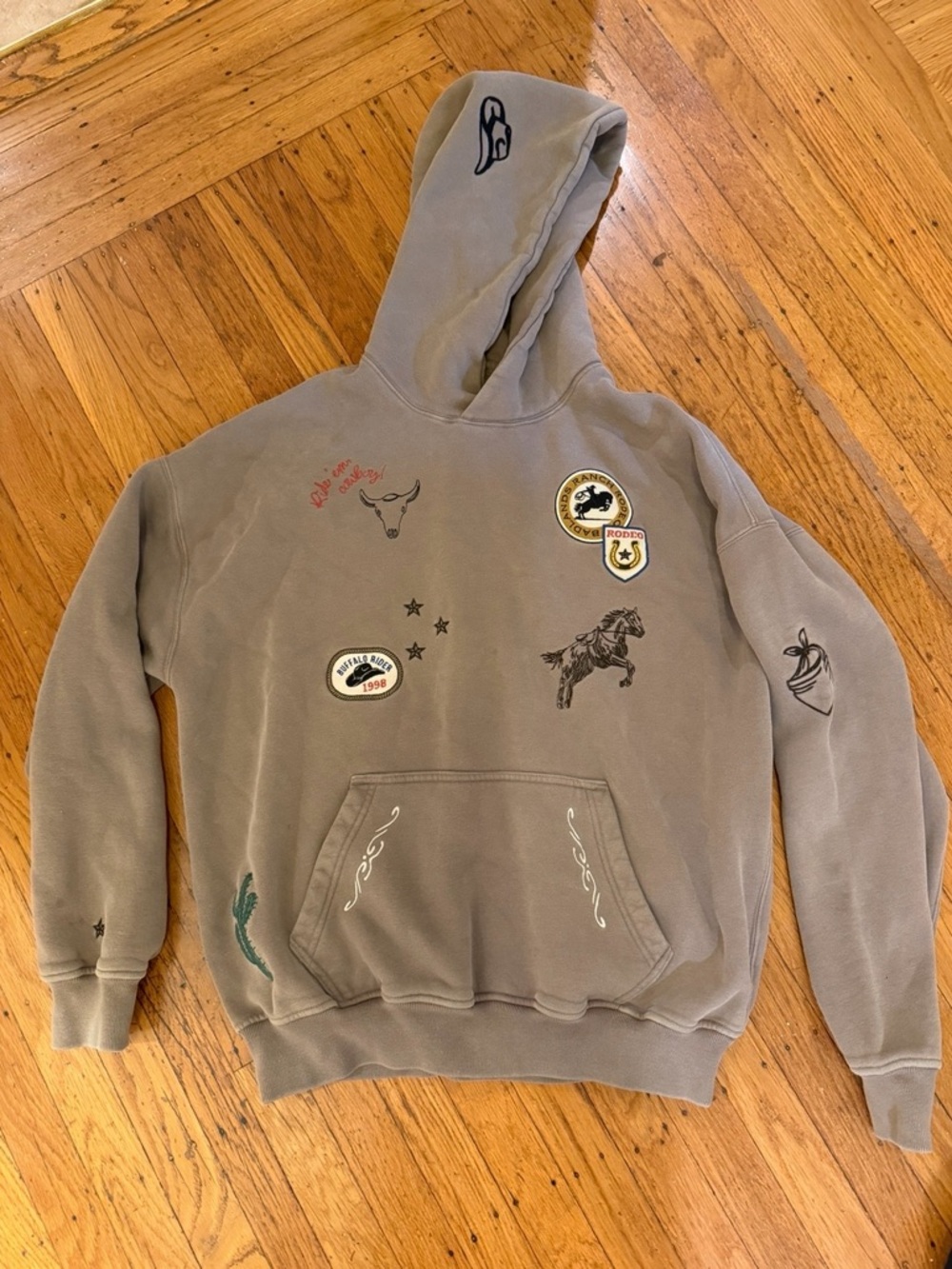 Abercrombie Graphic Pullover Hoodie with Western Patches
